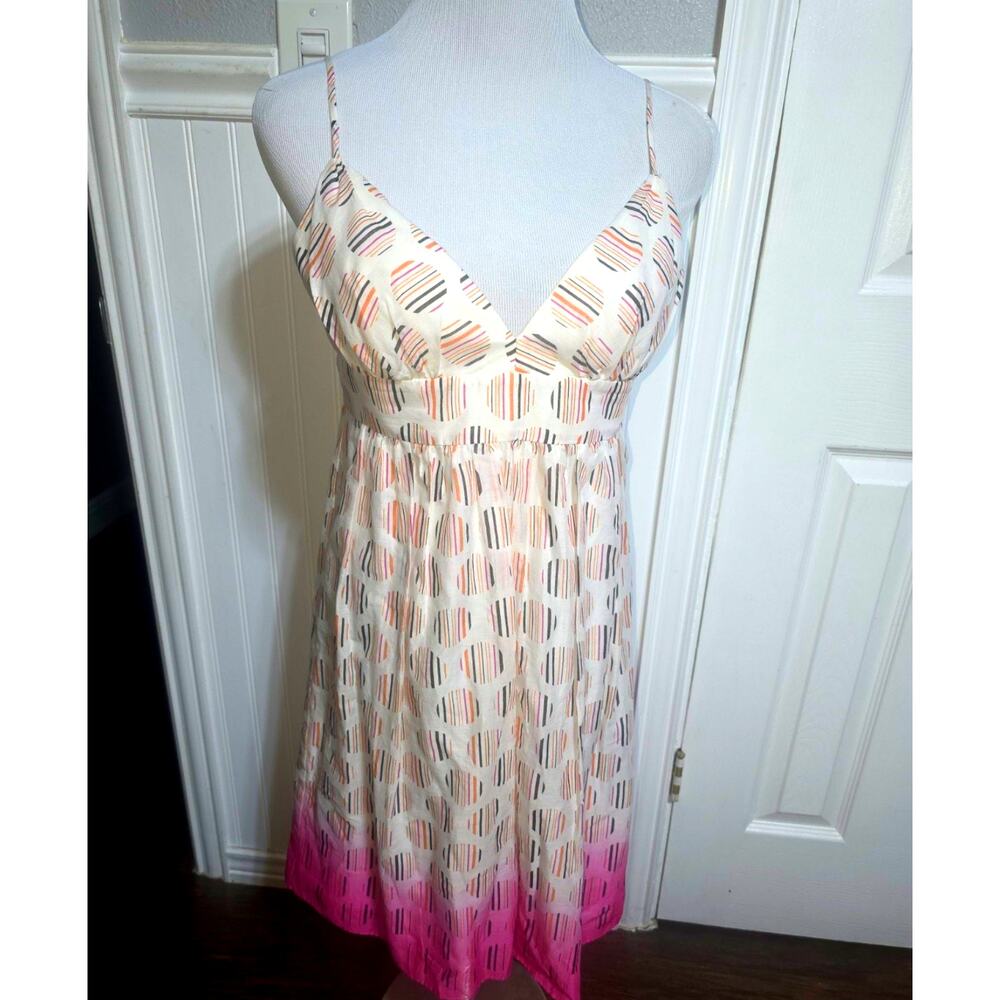 BCBG Paris Sundress Halter Dress Size 8 Adjestable Straps 100% Cotton